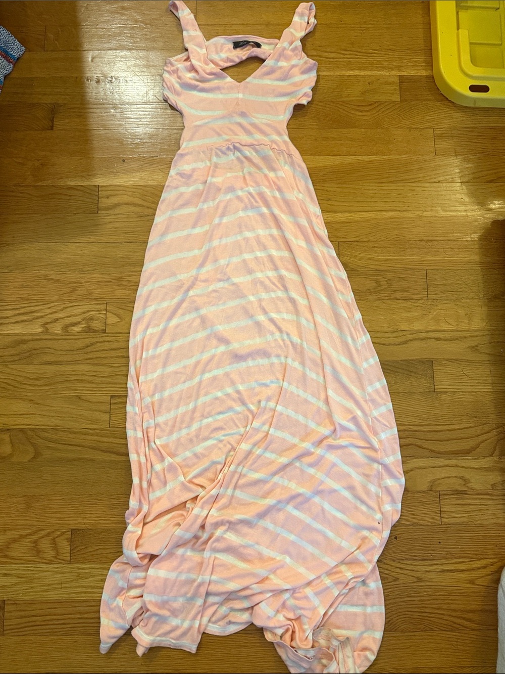 Honey Punch Pink and White Striped Maxi Dress